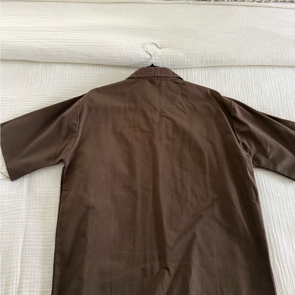 Brown Button Down Shirt With Patch Designs - Alfi… - image 4